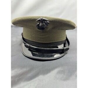 VTG US Marine USMC Enlisted Dress Service Cap Green Cover Size 6 3/4
